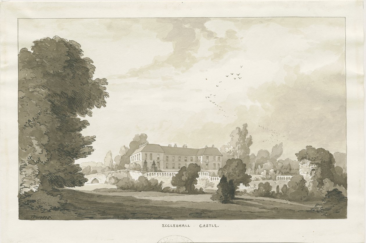 Eccleshall - "Castle": seepiapiirros tekijältä Thomas Peploe Wood