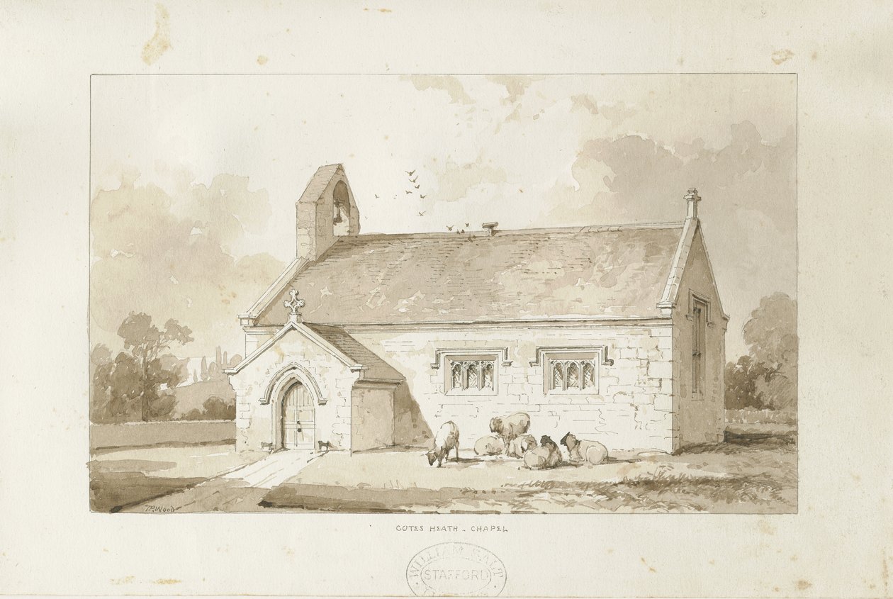 Eccleshall - Cotes Heath Chapel: seepiapesupiirustus, nd [1817-1845] tekijältä Thomas Peploe Wood