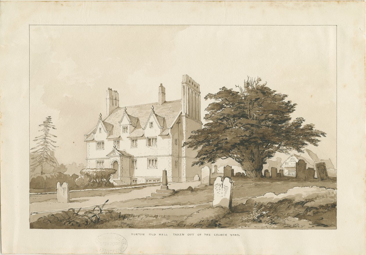 Forton Hall: pesupiirustus, nd [?1838] (piirustus) (piirustus) tekijältä Thomas Peploe Wood