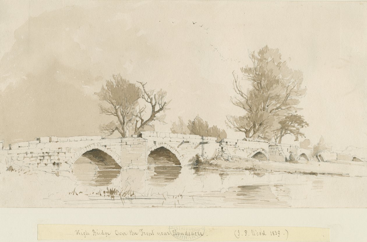 Handsacre - Old High Bridge: seepiapesupiirros tekijältä Thomas Peploe Wood