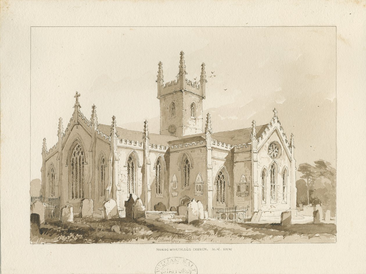 Handsworth Church: seepiapiirros tekijältä Thomas Peploe Wood