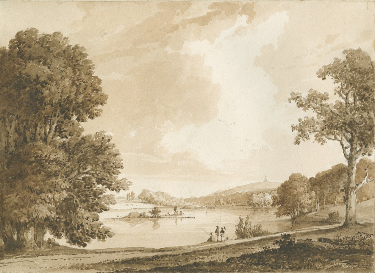 Hanfordin kirkko: seepiapesupiirros, nd [1800-luku] (piirustus) tekijältä Thomas Peploe Wood