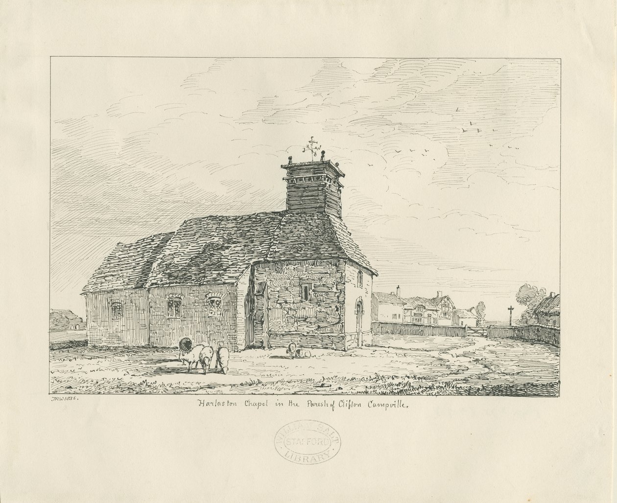 Harlaston Chapel: kynäpiirros tekijältä Thomas Peploe Wood