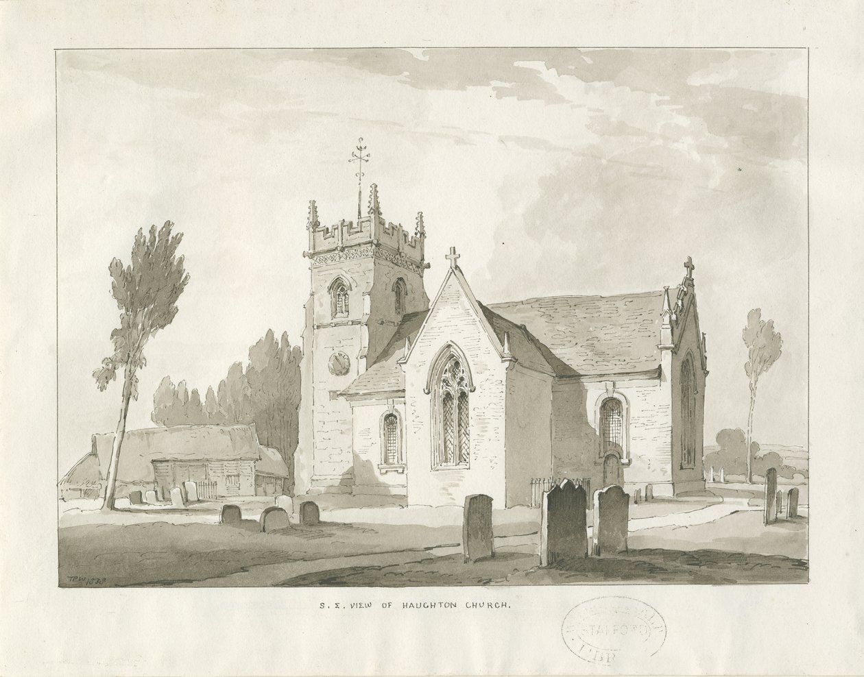 Haughton Church: seepiapiirustus tekijältä Thomas Peploe Wood