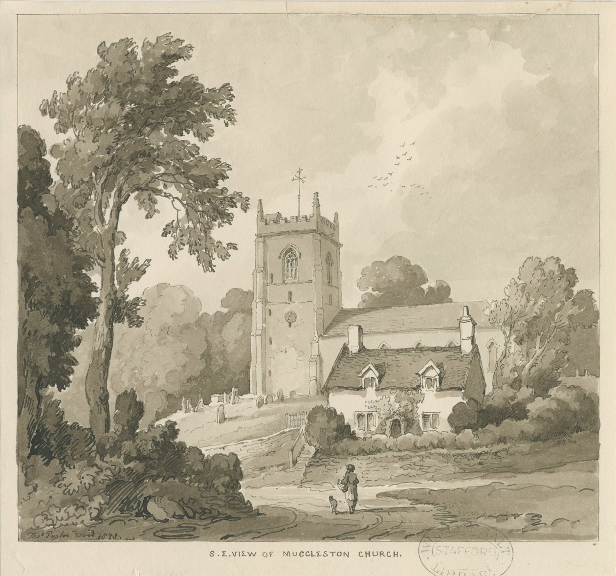 Mucklestone Church: seepiapesupiirros tekijältä Thomas Peploe Wood