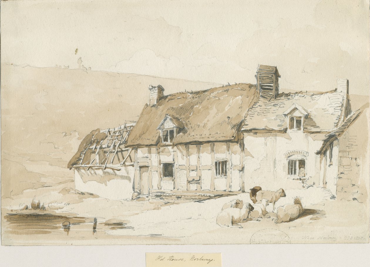 Norbury Village - Vanhat talot: seepiapesupiirros tekijältä Thomas Peploe Wood