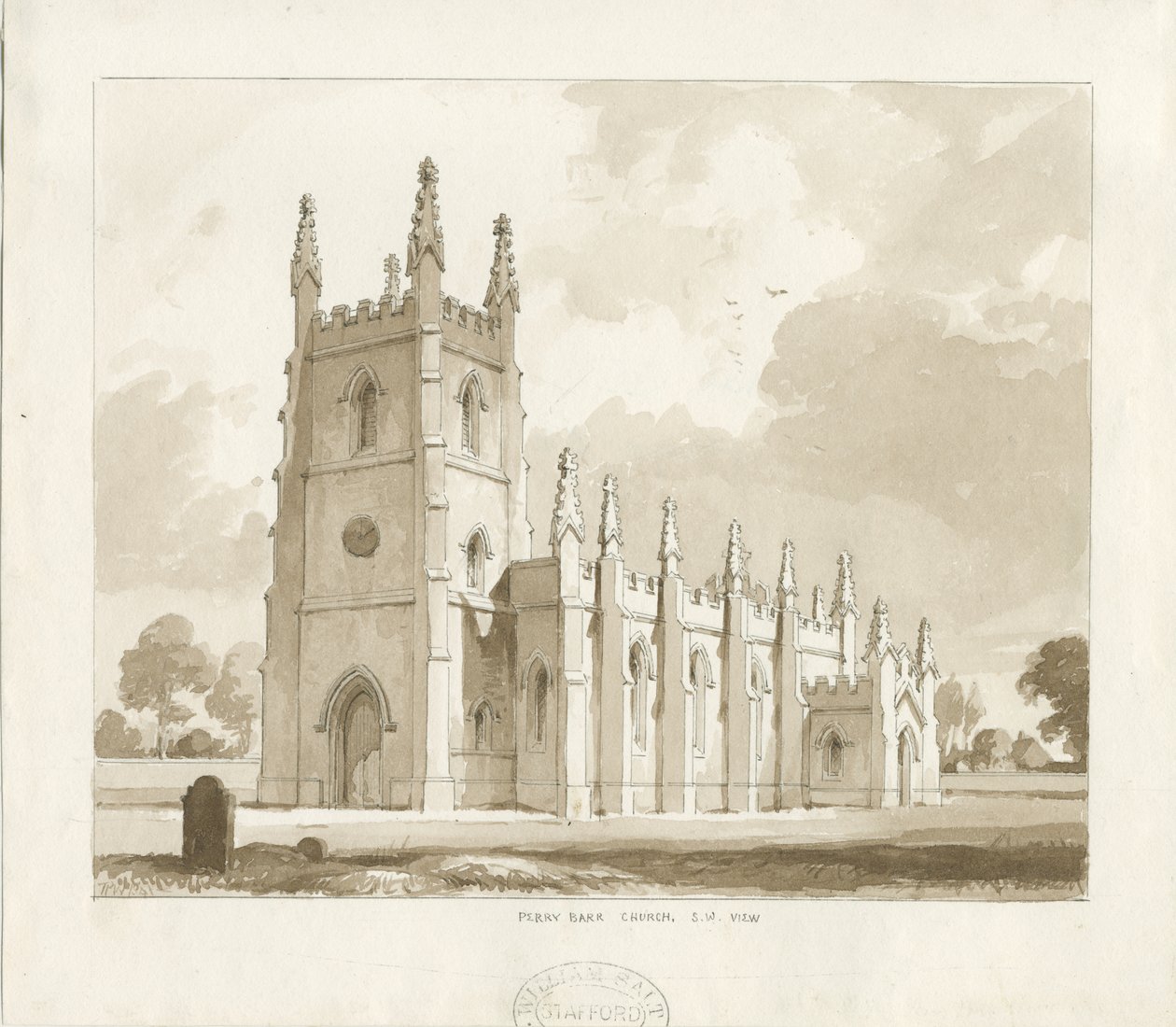 Perry Barr Church: seepiapesupiirros tekijältä Thomas Peploe Wood