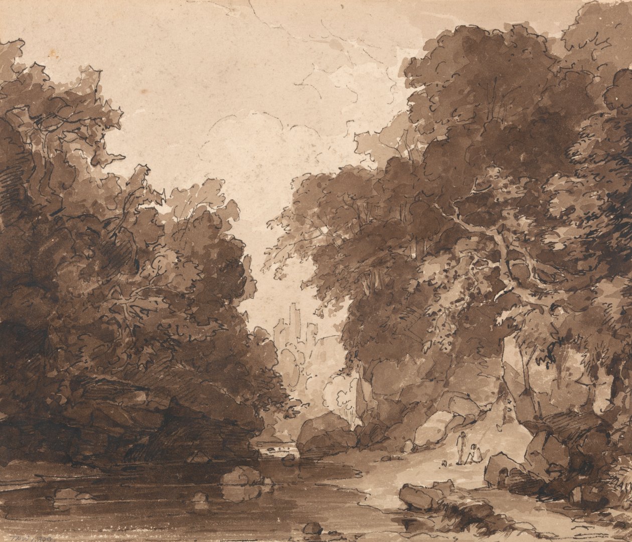 Roslynin linna - metsäinen jokimaisema tekijältä Thomas Peploe Wood