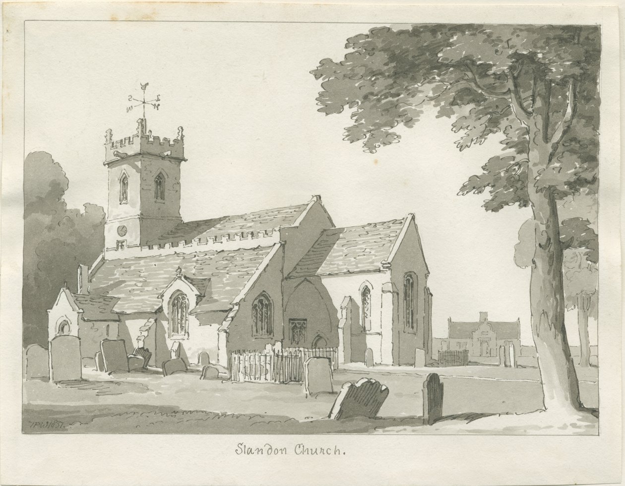 Standon Hall: kynä- ja mustepiirustus ja [?1800-luvun puoliväli] (piirustus) tekijältä Thomas Peploe Wood