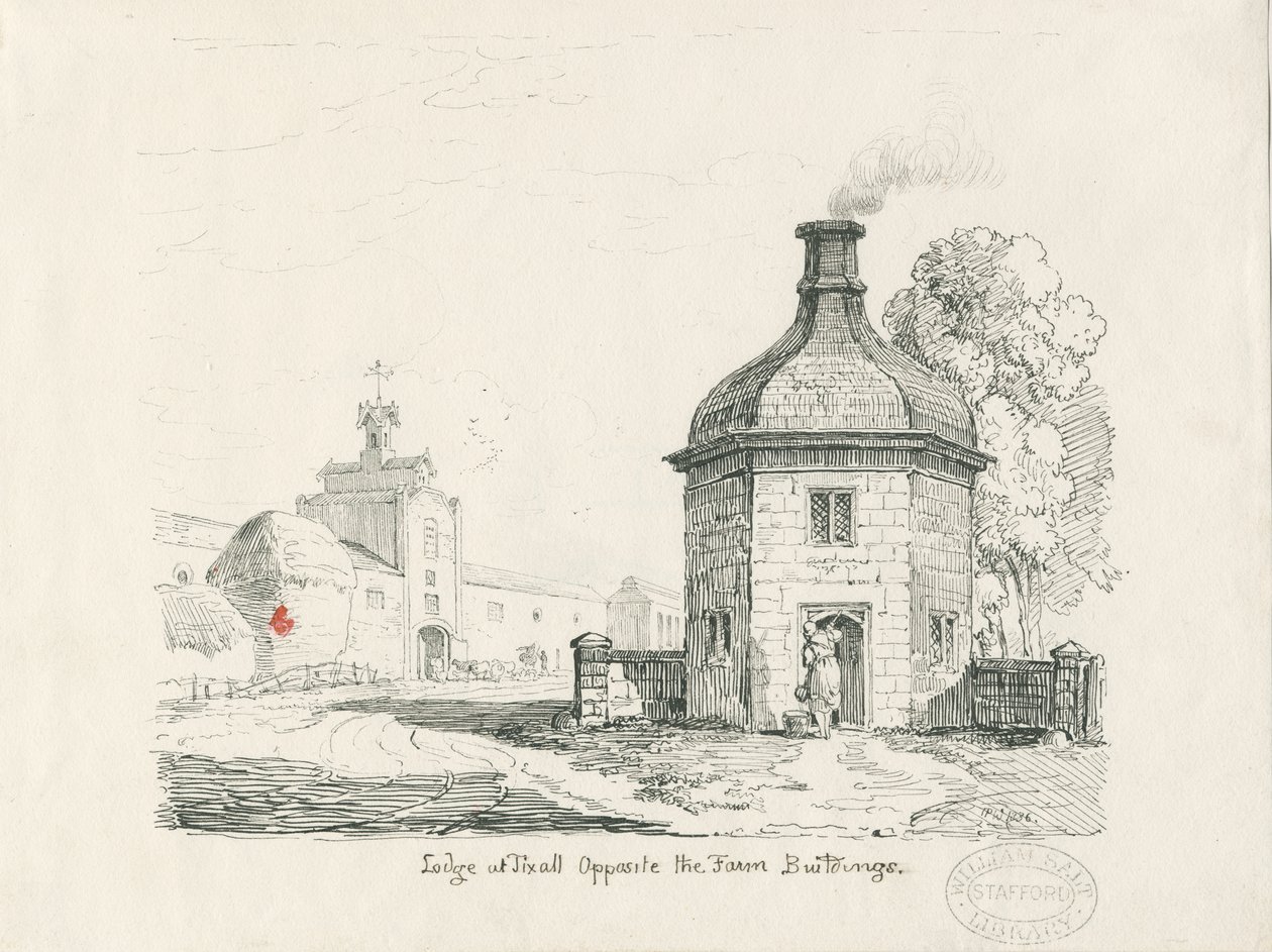 Tixall - Lodge: tussi- ja tussipiirustus tekijältä Thomas Peploe Wood