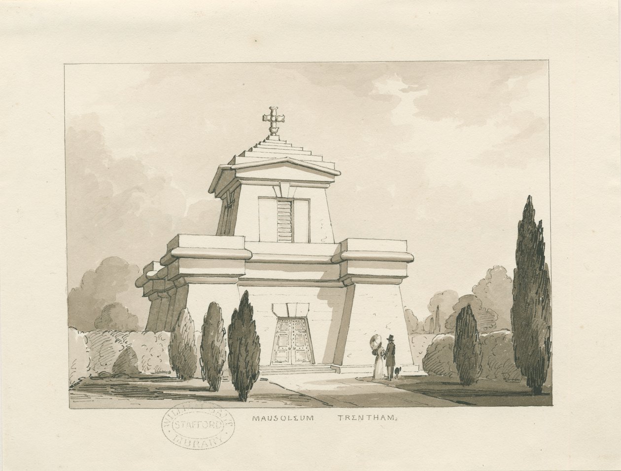 Trentham - Mausoleumi: kynä- ja pesupiirustus, nd [?1838] (piirustus) tekijältä Thomas Peploe Wood