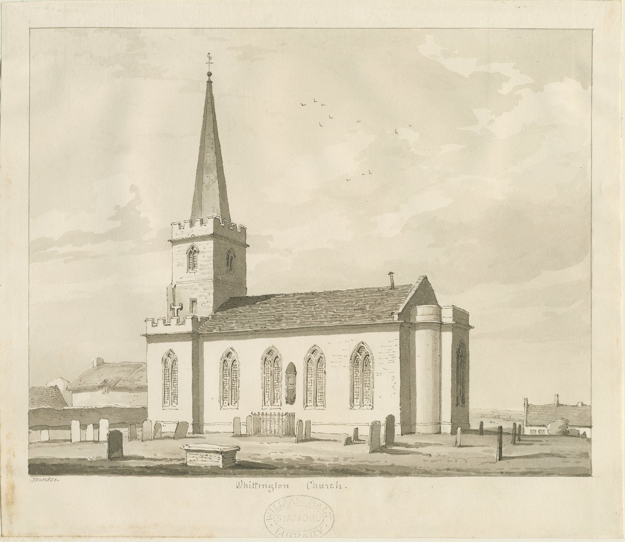 Whittington Church: seepiapiirros tekijältä Thomas Peploe Wood