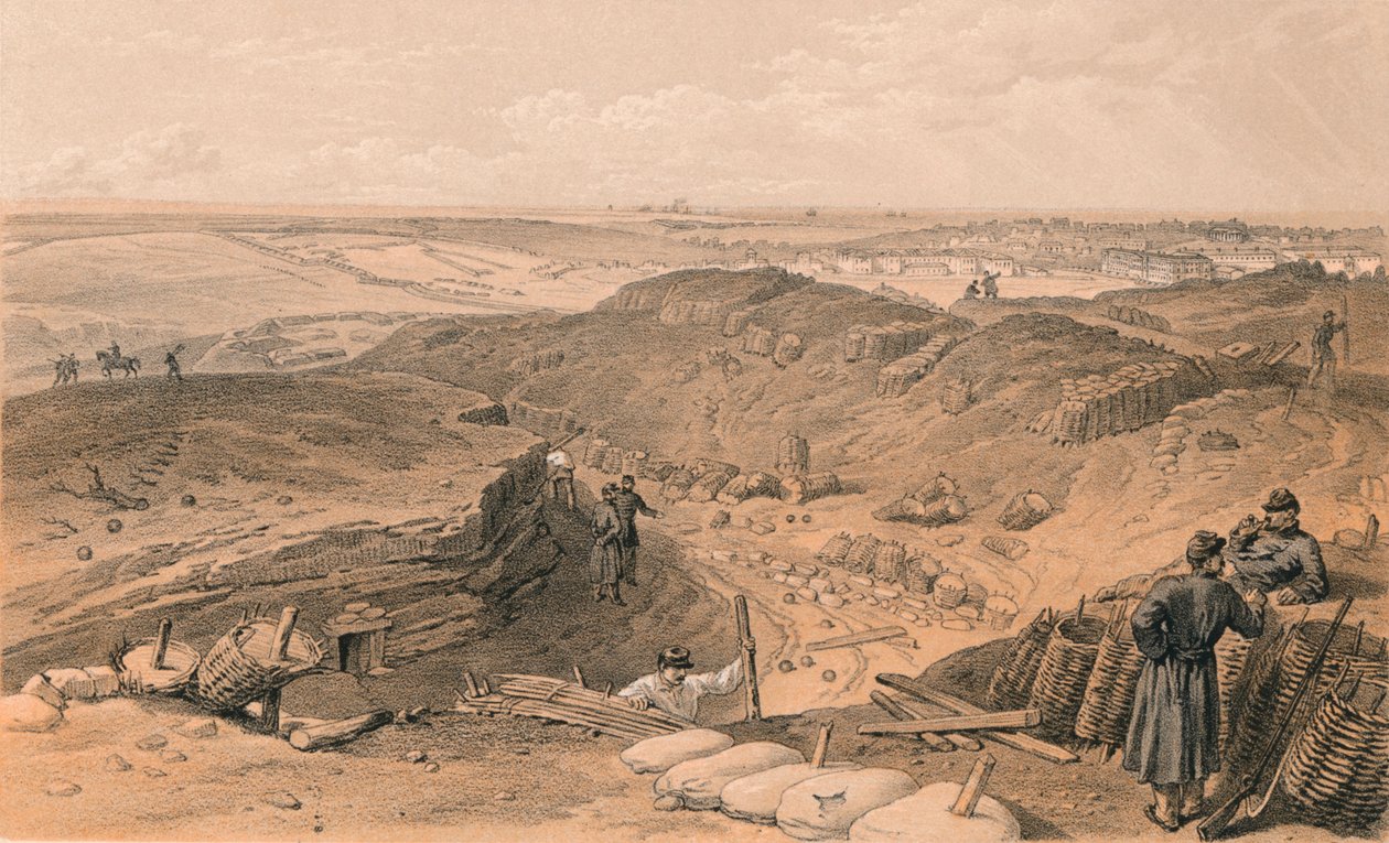 Malakoffin, Battery Gervaisin ja Redanin takaosan oja, 1856 tekijältä Thomas Picken