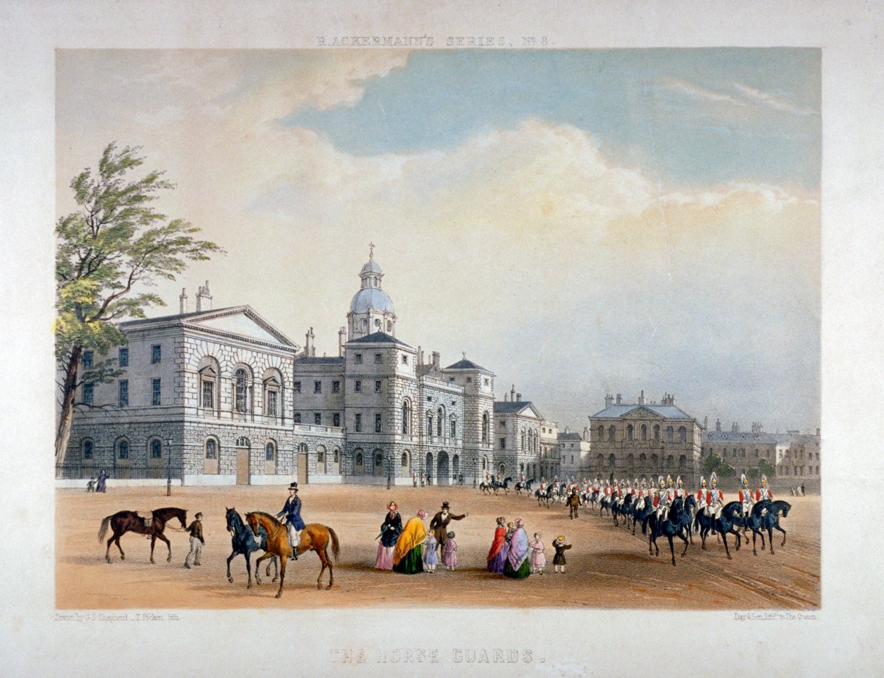 Horse Guards, Westminster, Lontoo, 1851 tekijältä Thomas Picken