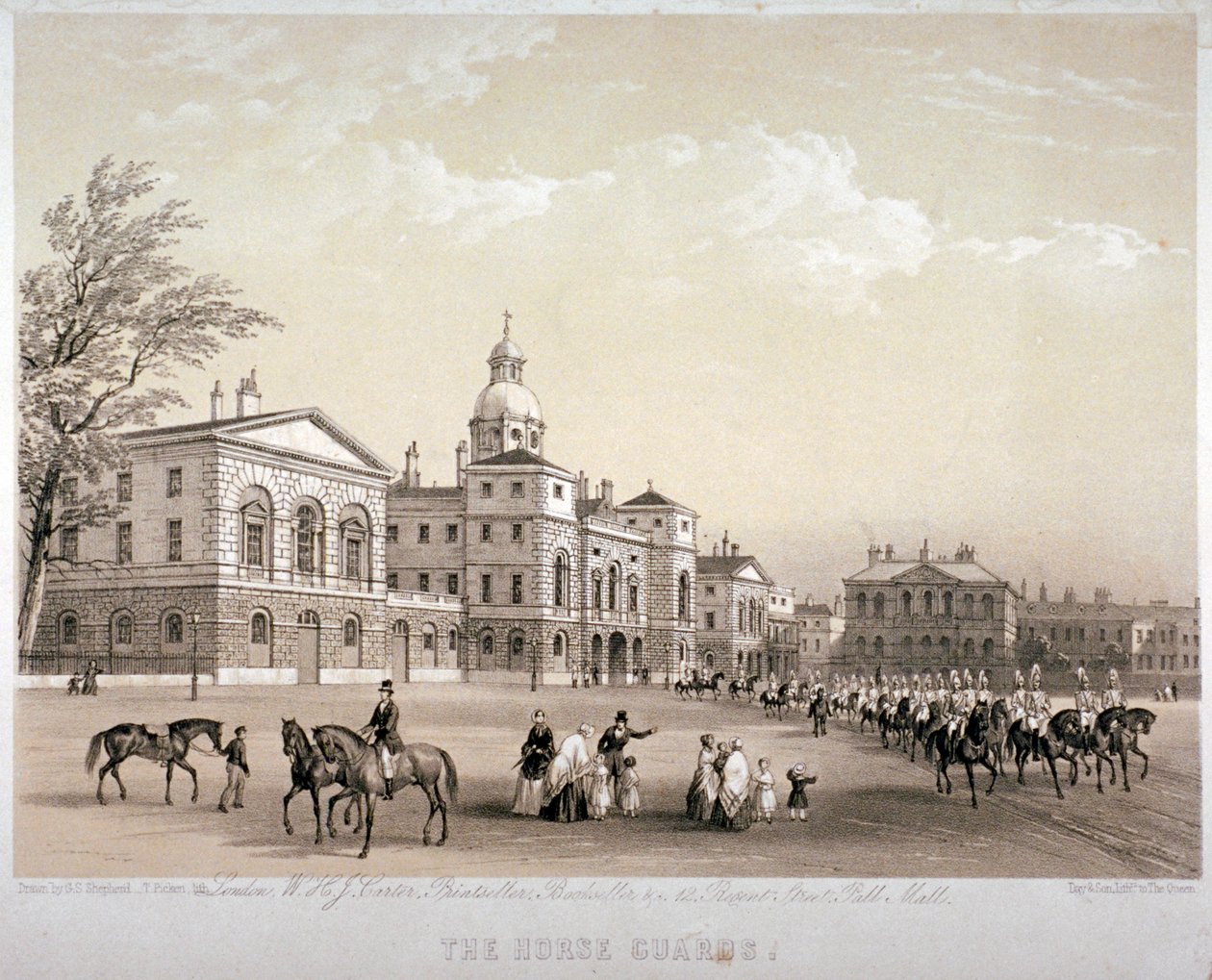 Horse Guards, Westminster, Lontoo, 1851 tekijältä Thomas Picken