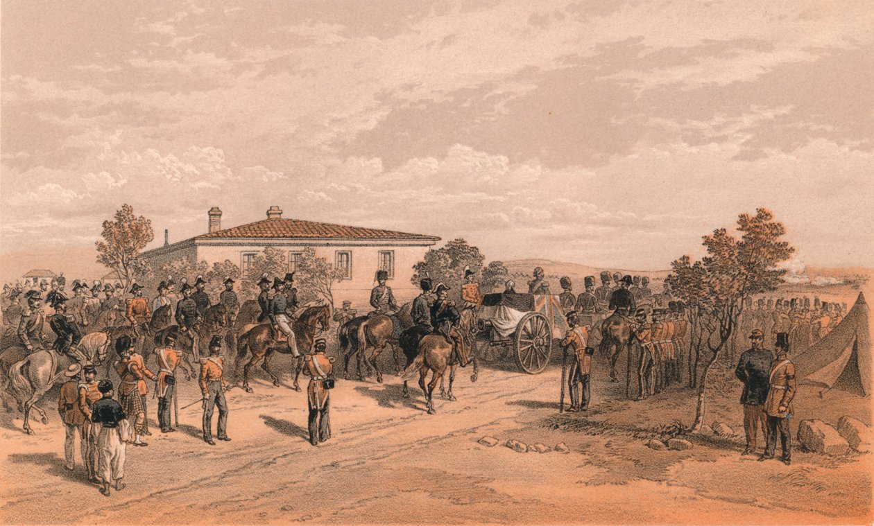 Lordi Raglanin hautauskorteesi lähtee päämajasta, 1856 tekijältä Thomas Picken