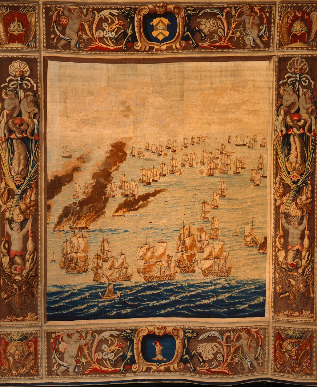 Mortlake tapetry: Fireships in Action, n.1685 (tekstiili) tekijältä Thomas Poyntz
