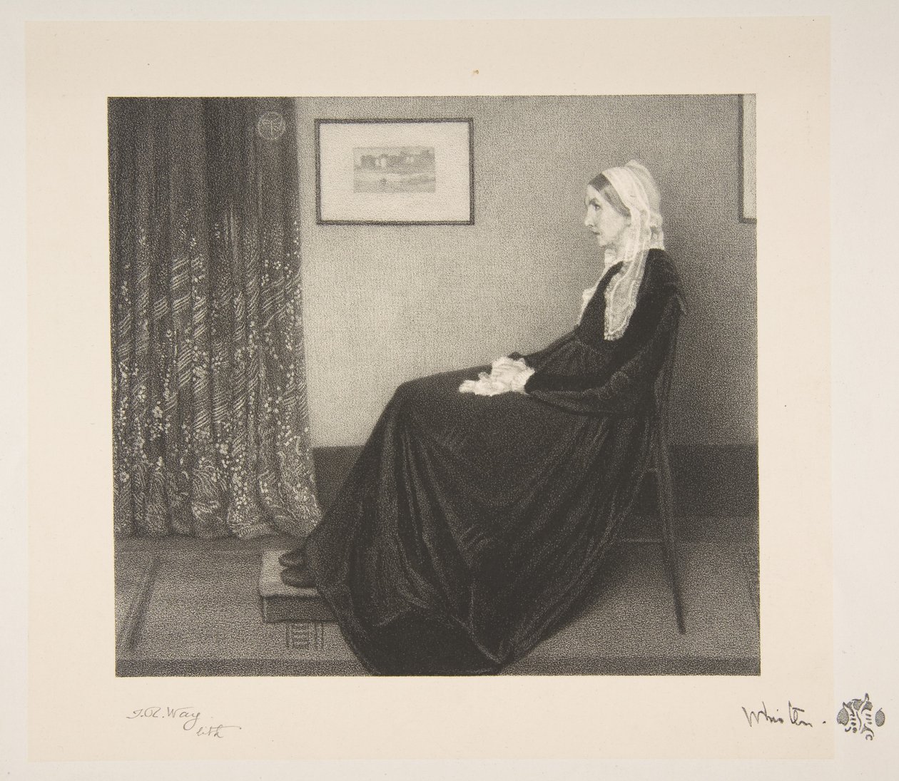 Sovitus harmaalla ja mustalla: Taiteilijaäidin muotokuva, 1892. tekijältä Thomas Robert Way
