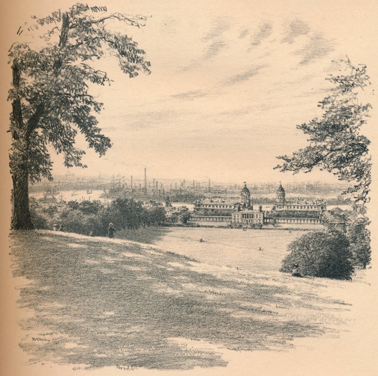 "Greenwich Palace From Observatory Hill", 1902 tekijältä Thomas Robert Way