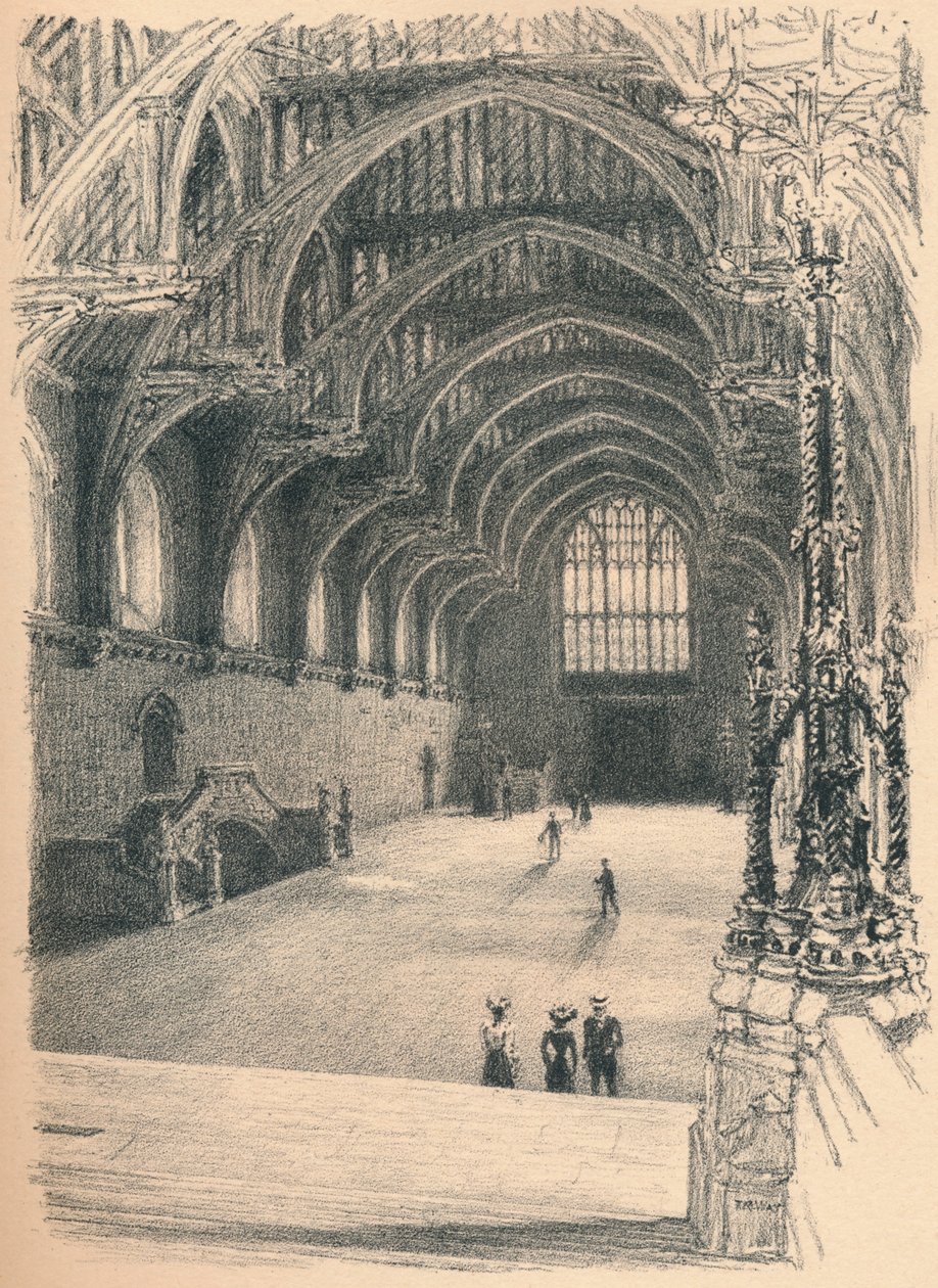 Westminster Hallin sisustus, Westminster Palace, 1902 tekijältä Thomas Robert Way