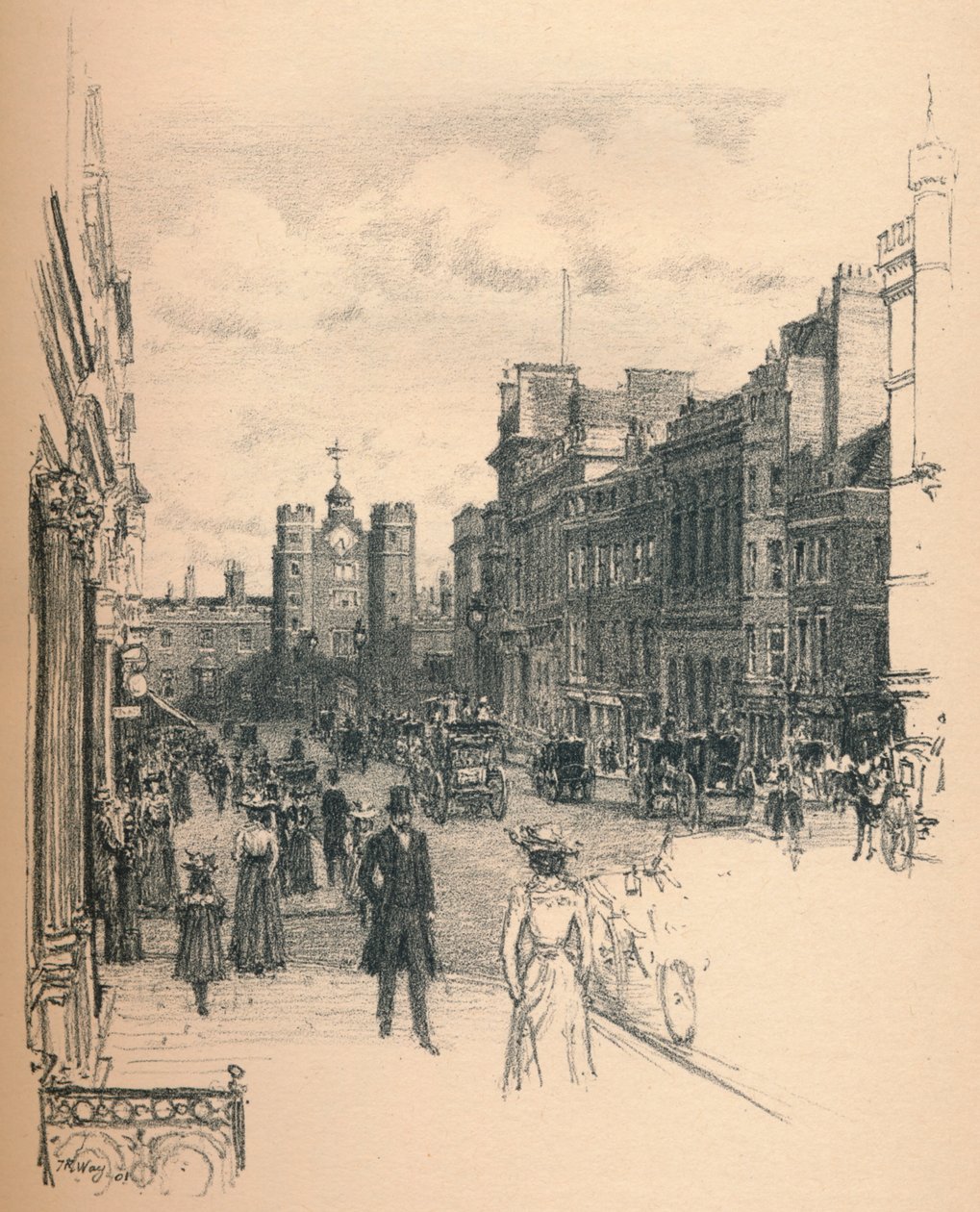 St. Jamesin palatsin portti St. James Streetiltä, 1902 tekijältä Thomas Robert Way