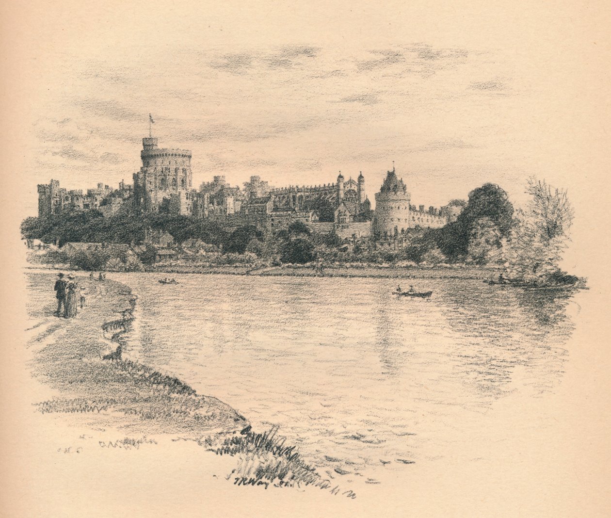 Windsorin linna joelta, 1902 tekijältä Thomas Robert Way