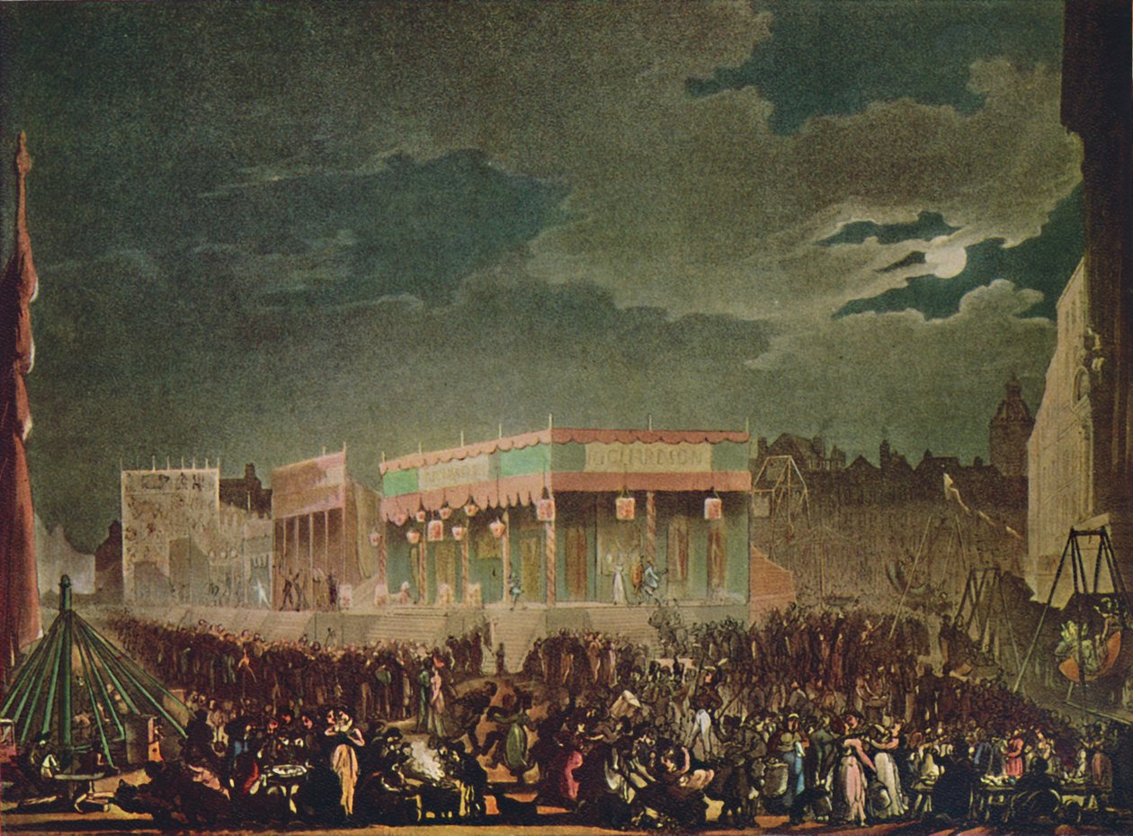 "Bartholomew Fair: From the Outside", 1942. Taiteilijat: Thomas Rowlandson, Augustus Charles Pugin. tekijältä Thomas Rowlandson, Augustus Charles Pugin