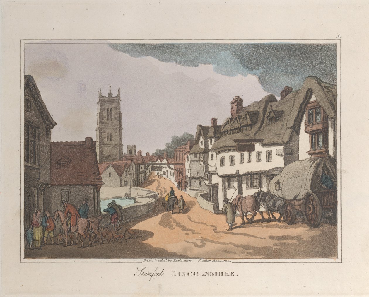 Stamford Lincolnshire, Sketches from Nature, 1822, 1822. Tekijät: Thomas Rowlandson, Joseph Constantine Stadler. tekijältä ThomasThomas Rowlandson, Joseph Constantine Stadler Thomas Rowlandson, Joseph Constantine Stadler