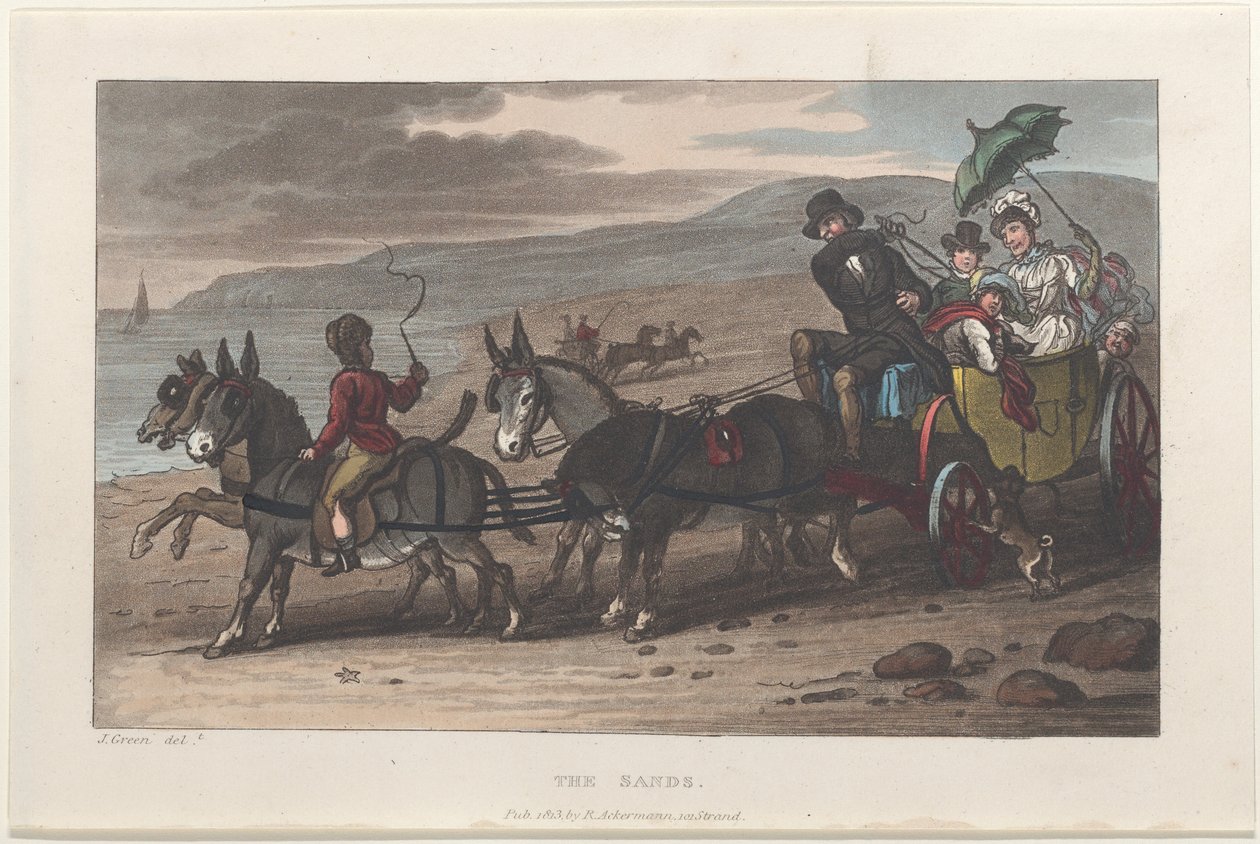 The Sands, teoksesta Poetical Sketches of Scarborough, 1813., 1813. Tekijät: Thomas Rowlandson, Joseph Constantine Stadler, J. Bluck. tekijältä Thomas Rowlandson, Joseph Constantine Stadler, J. Bluck