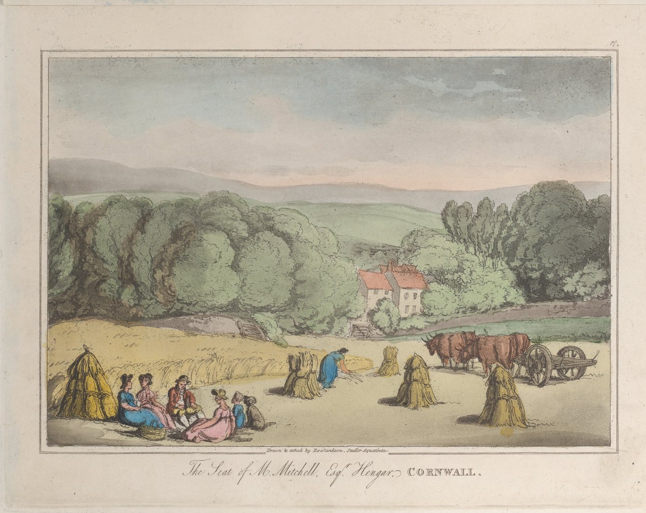 M. Mitchellin istuin Esq. Hengar, Cornwall, Sketches from Nature, 1822., 1822. Tekijät: Thomas Rowlandson, Joseph Constantine Stadler. tekijältä ThomasThomas Rowlandson, Joseph Constantine Stadler Thomas Rowlandson, Joseph Constantine Stadler