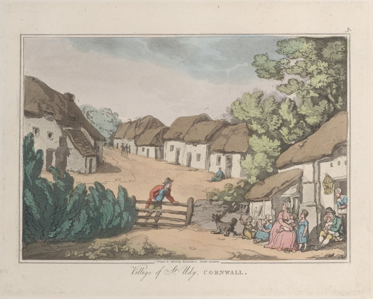 St. Udyn kylä, Cornwall, Sketches from Nature, 1822, 1822. Tekijät: Thomas Rowlandson, Joseph Constantine Stadler. tekijältä ThomasThomas Rowlandson, Joseph Constantine Stadler Thomas Rowlandson, Joseph Constantine Stadler