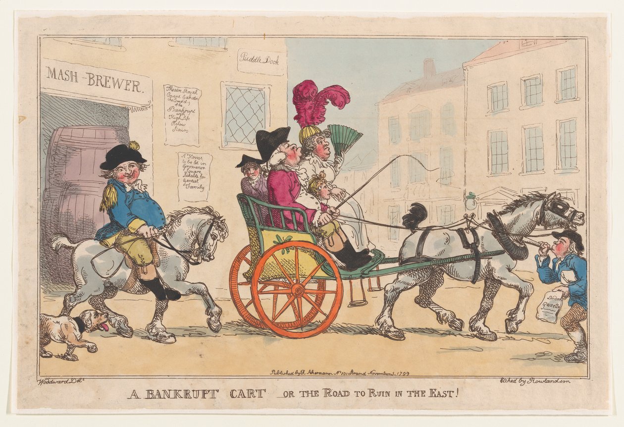 Konkurssiin mennyt kärry eli tie raunioille idässä!, 5.11.1799., 5.11.1799. tekijältä Thomas Rowlandson