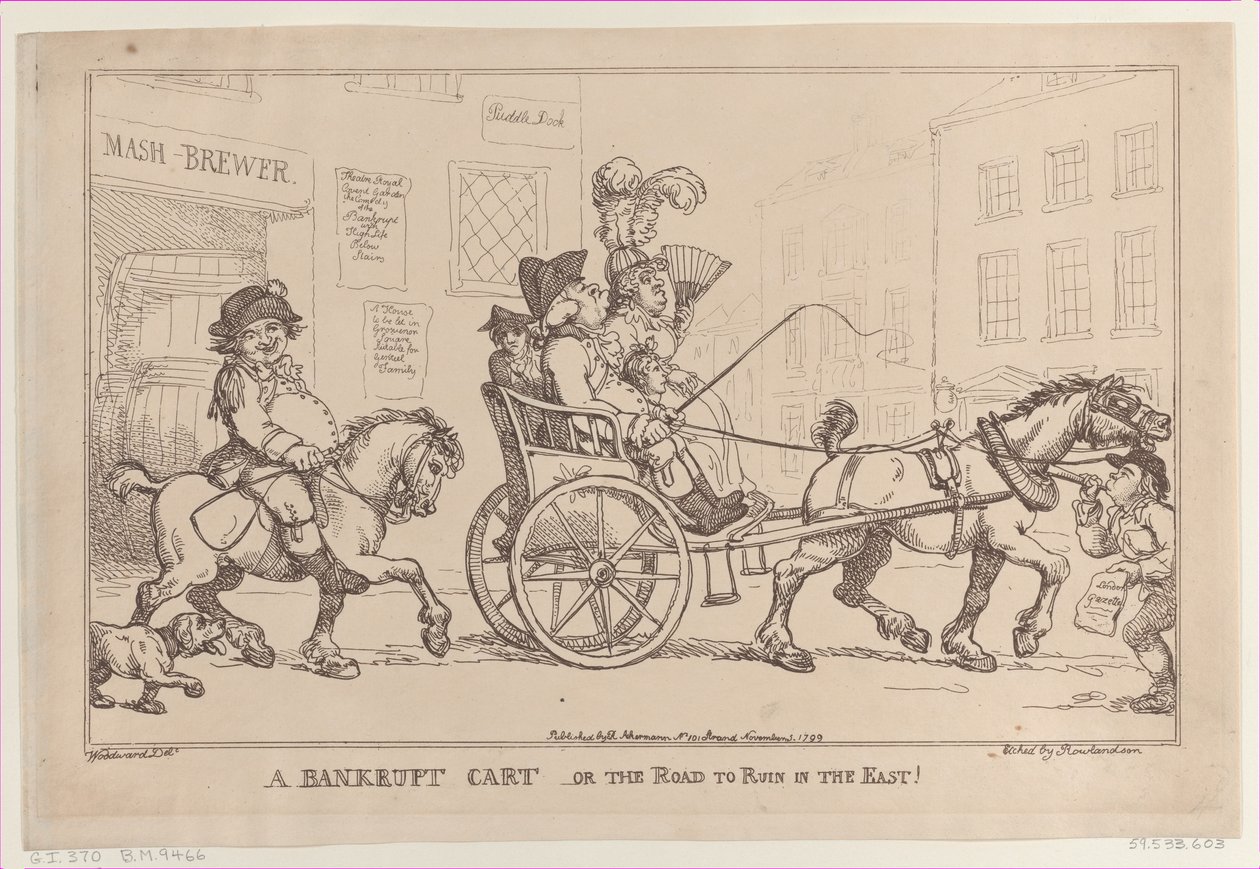 Konkurssiin mennyt kärry eli tie raunioille idässä!, 5.11.1799., 5.11.1799. tekijältä Thomas Rowlandson