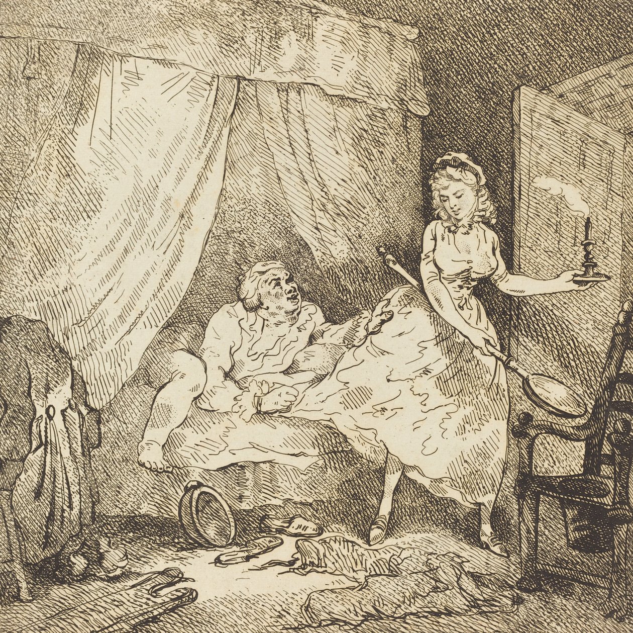 Sängynlämmitin, c. 1785. tekijältä Thomas Rowlandson