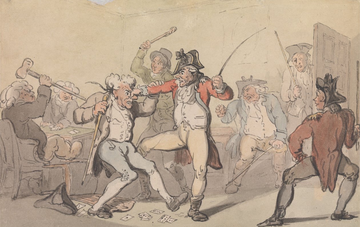 Havaittu kortteja salaa jakava ”Black Leg” tekijältä Thomas Rowlandson