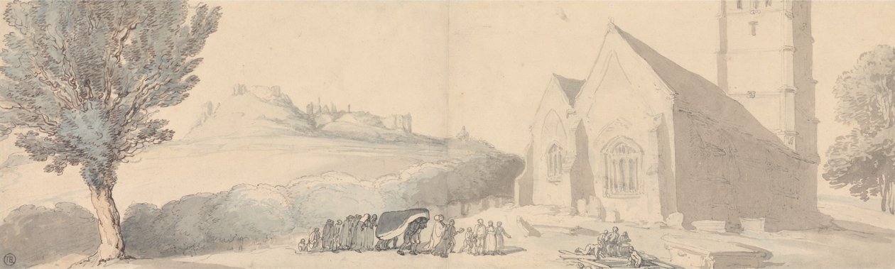 Hautajaiset Carisbrookessa, Isle of Wightilla tekijältä Thomas Rowlandson