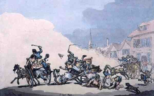 Kärrykilpailu, pubi. kirjoittanut William Holland tekijältä Thomas Rowlandson