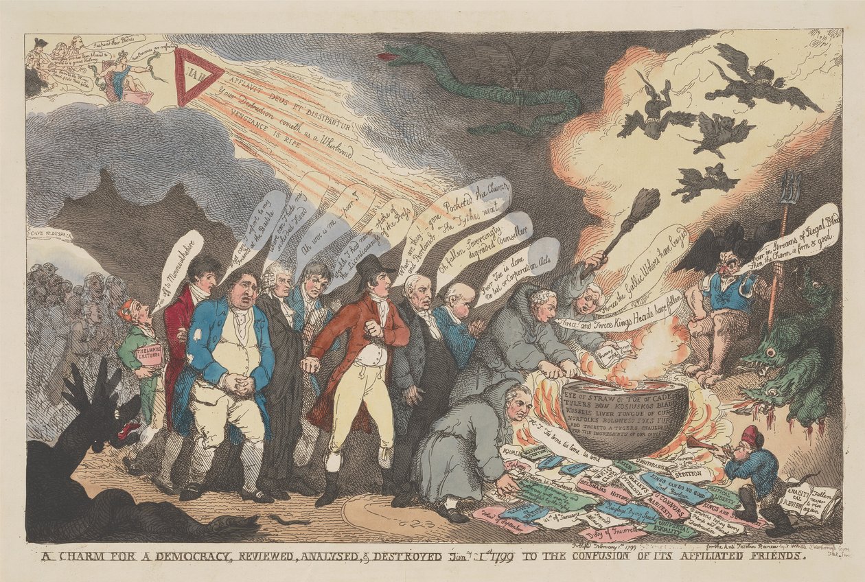 ”Demokratian viehätysvoima” – arvosteltu, analysoitu ja tuhottu 11. tammikuuta 1799, sen kannattajien hämmennykseksi tekijältä Thomas Rowlandson