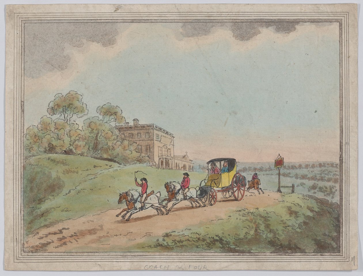 A Coach and Four from, Rustic Sketches, 1787 ., 1787 . tekijältä Thomas Rowlandson