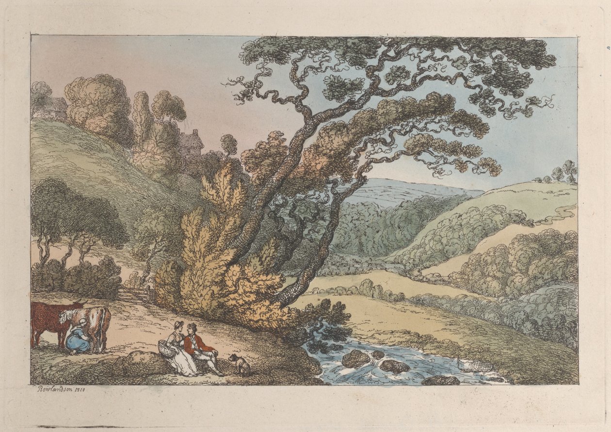Näkymä Cornwallista tekijältä Thomas Rowlandson