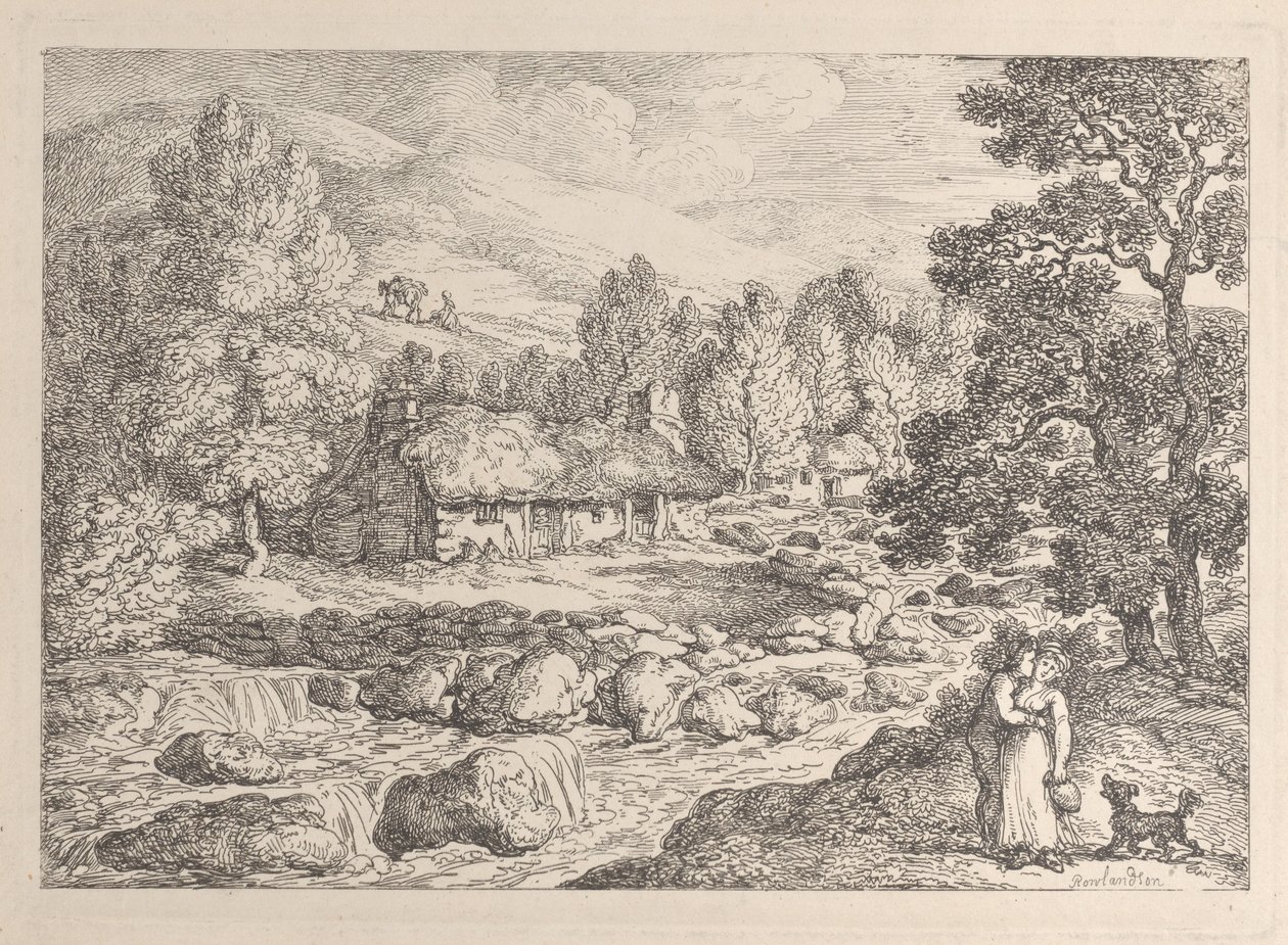Vesiputous Cornwallissa, teoksesta ”Views in Cornwall” tekijältä Thomas Rowlandson