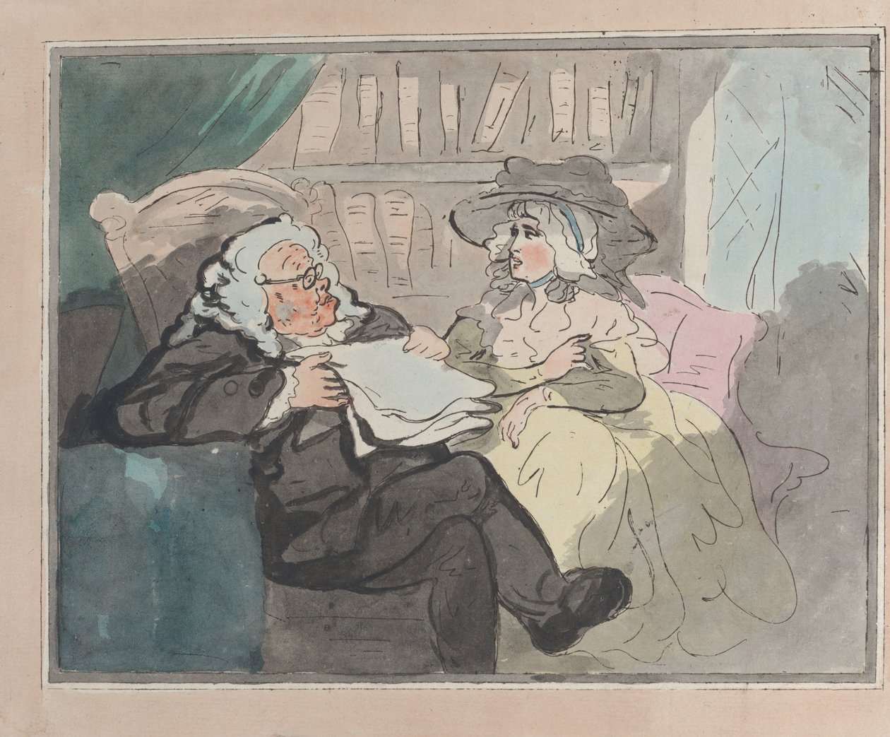 Neuvonantajan mielipide sen jälkeen, kun hän oli jäänyt eläkkeelle - The Legal Consultation, n. 1780-94. tekijältä Thomas Rowlandson