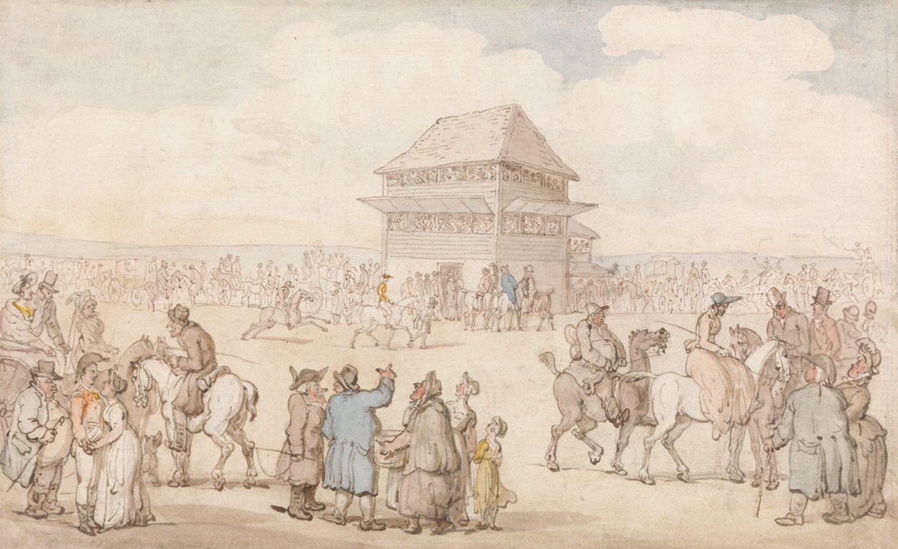 Kilpailutapahtuma, jossa oli paljon väkeä tekijältä Thomas Rowlandson