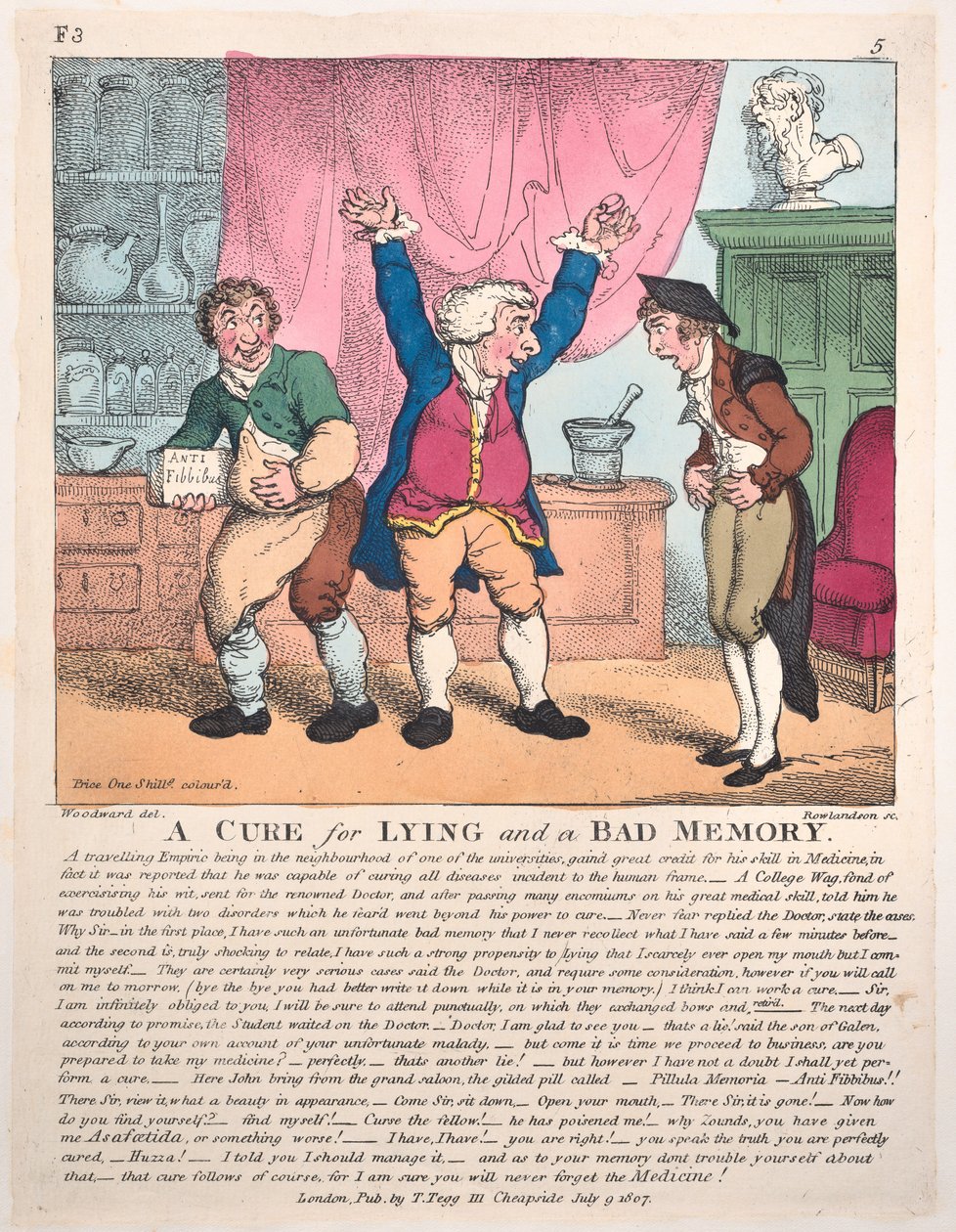 Lääke valehtelemiseen ja huonoon muistiin, 9. heinäkuuta 1807, 9. heinäkuuta 1807. tekijältä Thomas Rowlandson