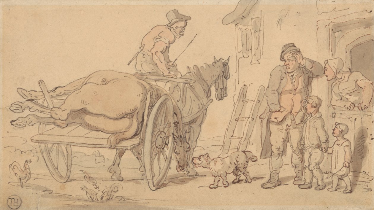 Kuollut hevonen knackerin kärryissä tekijältä Thomas Rowlandson