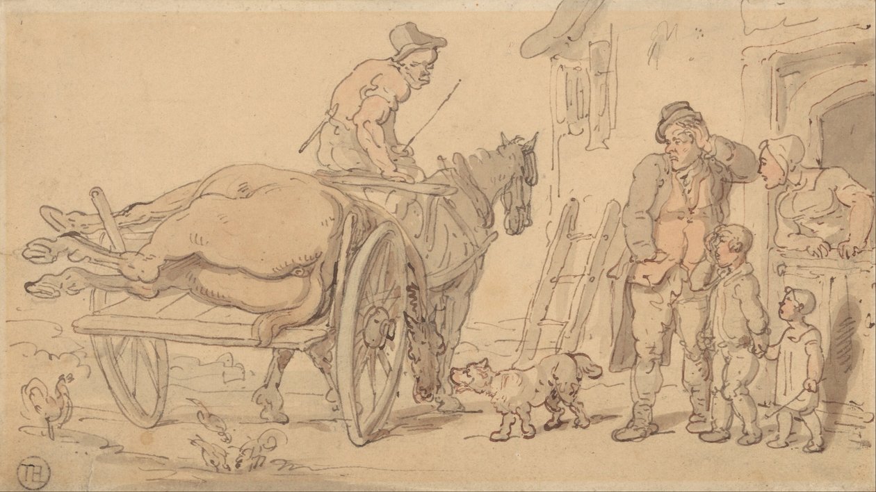 Kuollut hevonen knackerin kärryllä tekijältä Thomas Rowlandson