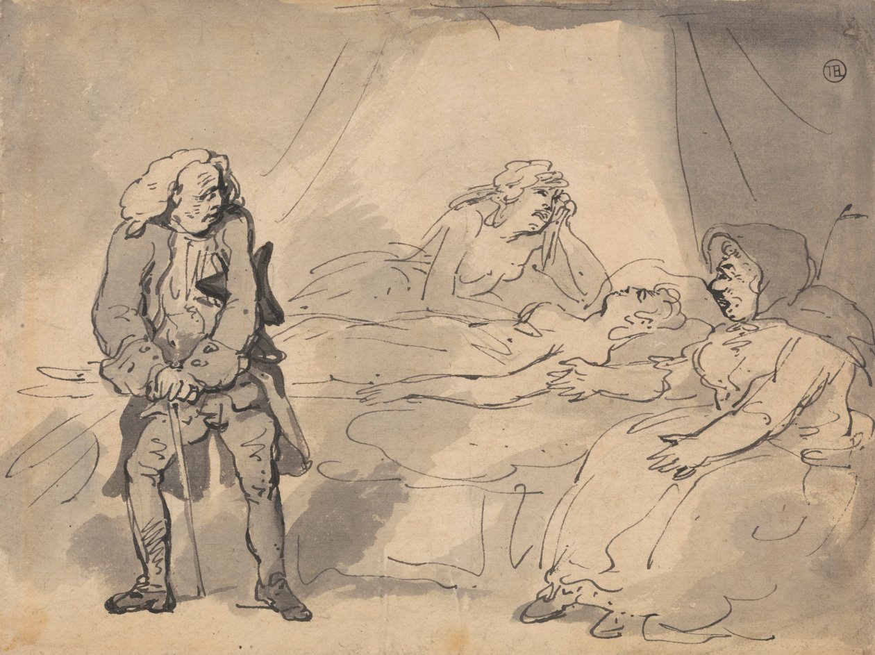 Kuolemanvuoteen kohtaus tekijältä Thomas Rowlandson