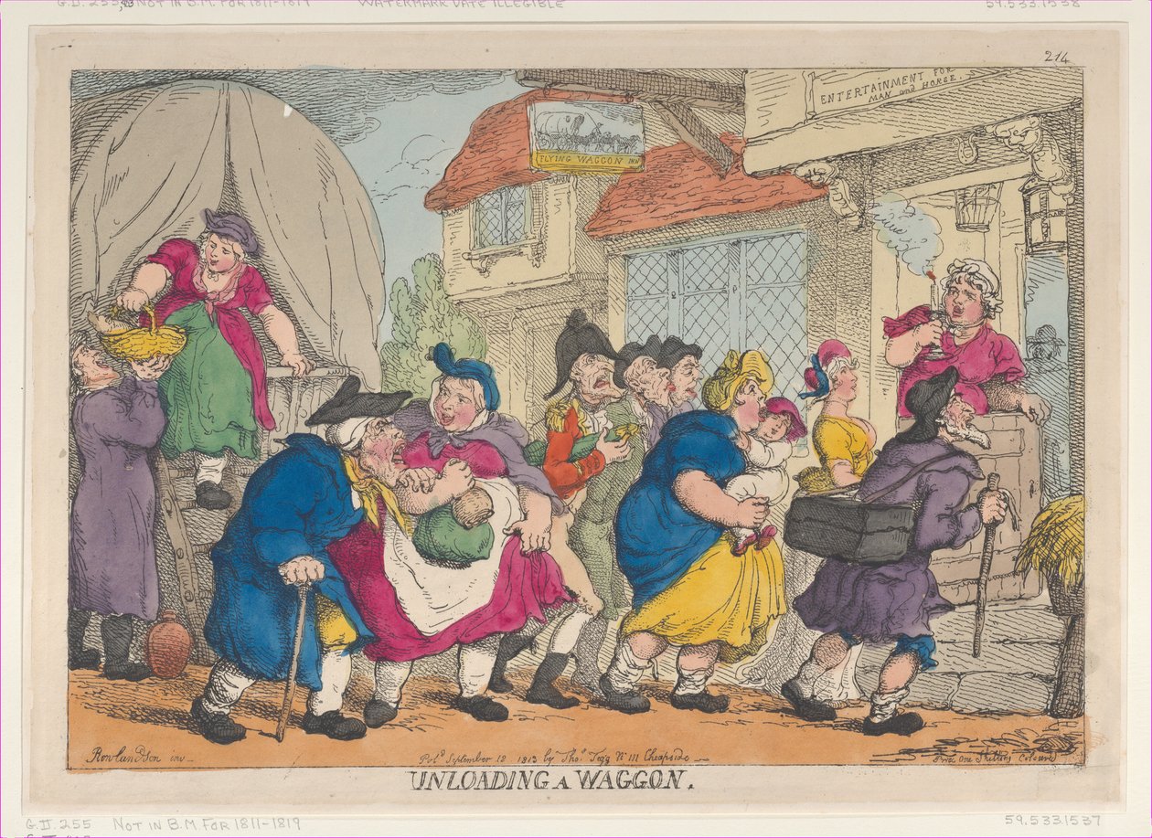 Tuhoisa katastrofi eli neiti Fubby Fatarminin peruukki syttyi tuleen, 12. syyskuuta ..., 12. syyskuuta 1813. tekijältä Thomas Rowlandson