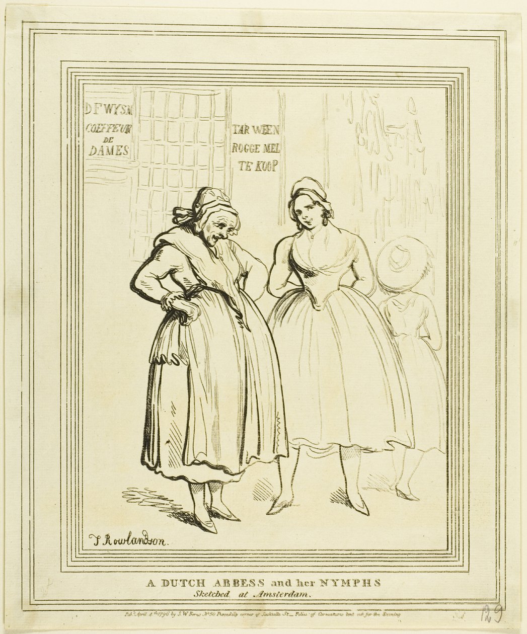 Amsterdamissa piirretty hollantilainen Abbess ja hänen nymfinsä tekijältä Thomas Rowlandson