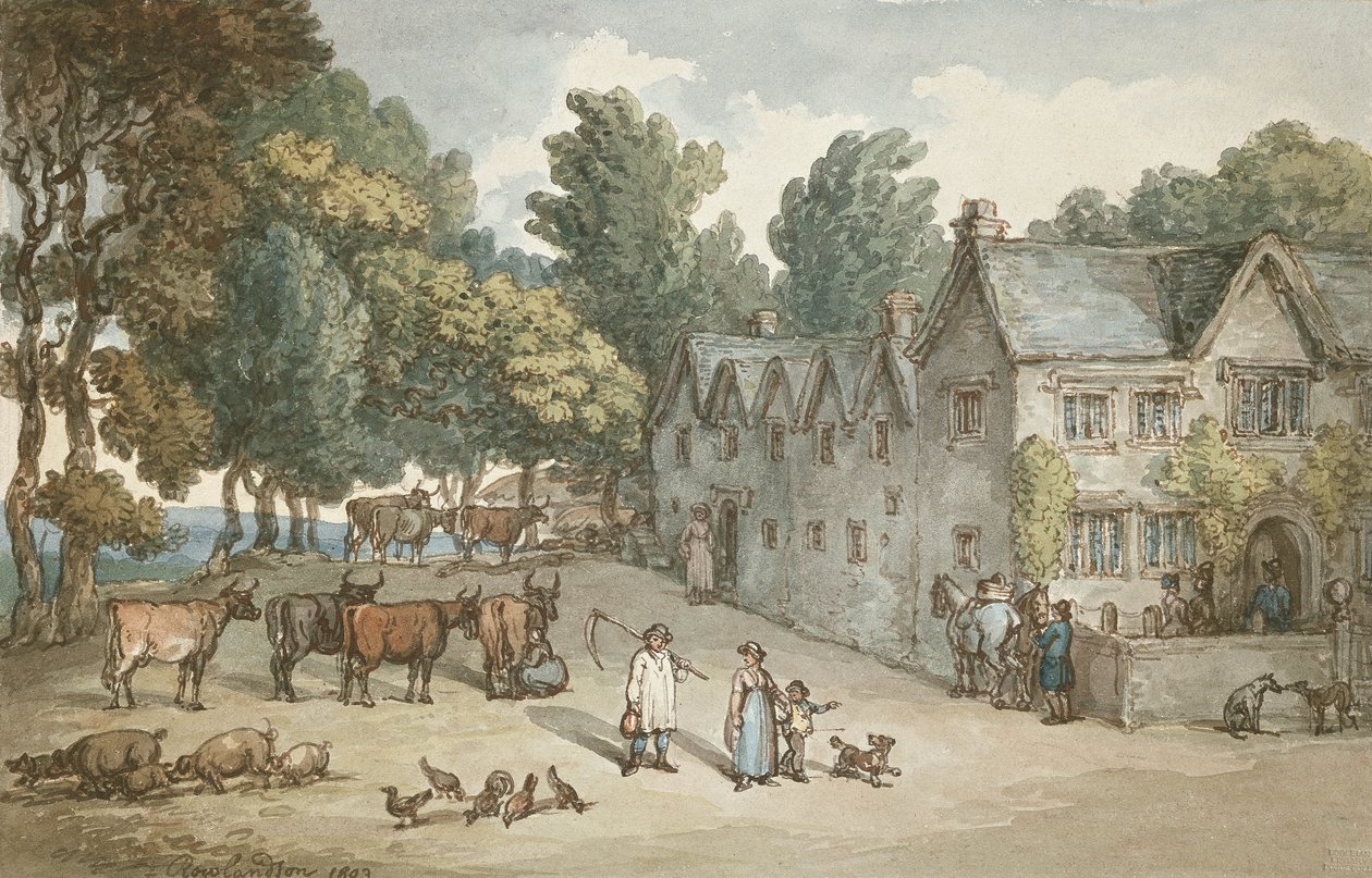 Maalaistalo Hengarissa, Cornwallissa, 1803 (wc, kynä ja muste paperille) tekijältä Thomas Rowlandson